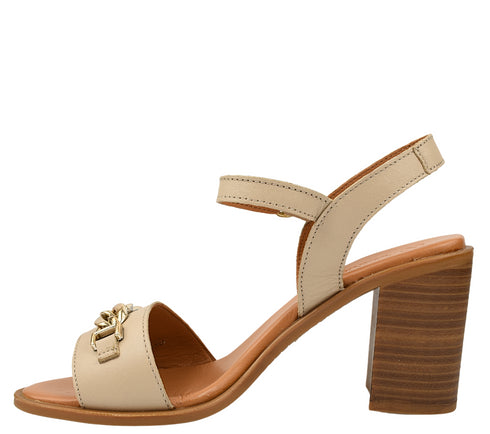 Sandale elegante, dama, ANNA VIOTTI, D42-9103 bej, piele naturala, toc